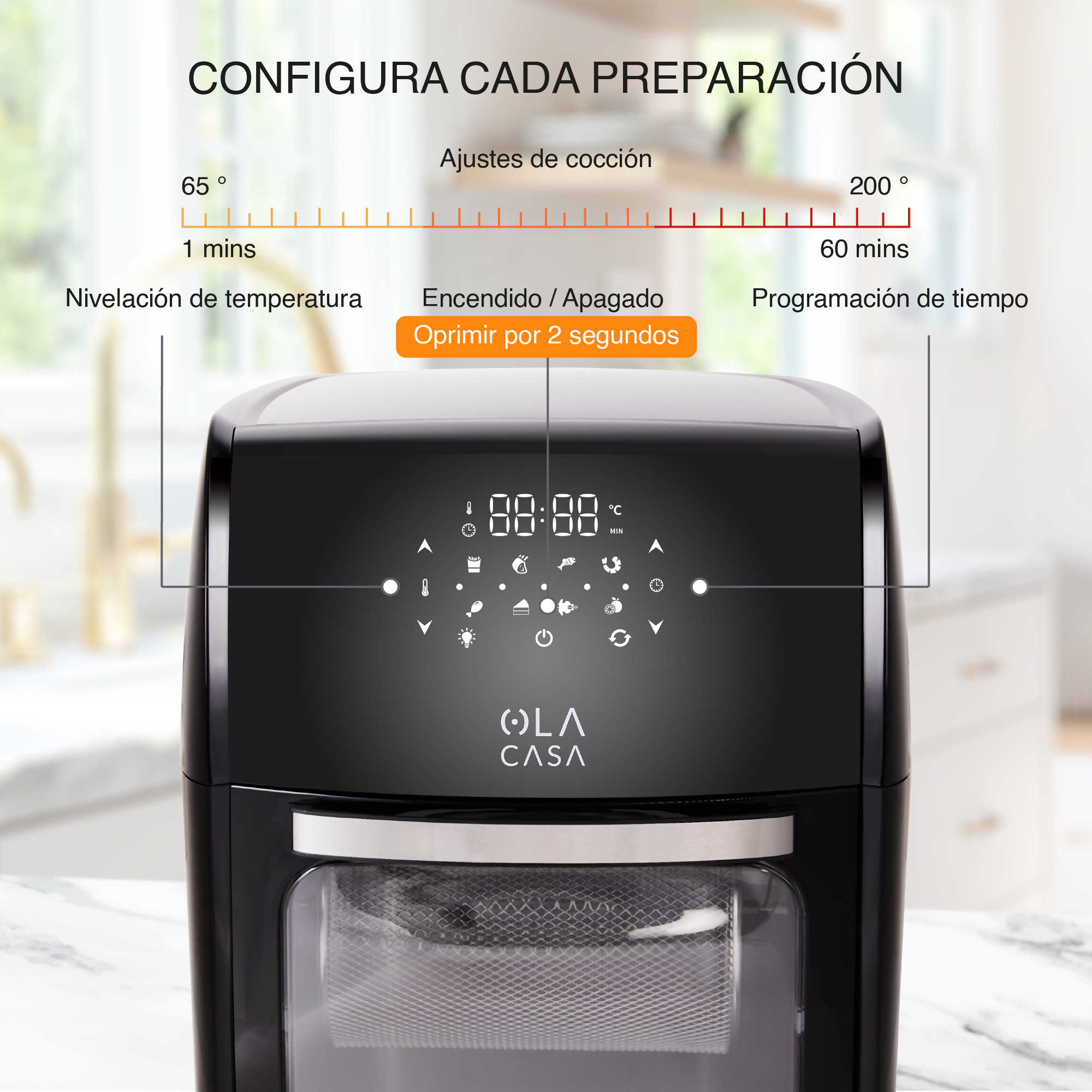 Freidora De Aire 12 L Ola Casa Color Negro